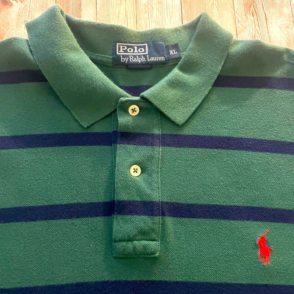 Men’s XL Green/Blue Striped Polo Ralph Lauren!